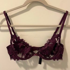 Dark Purple Floral Lace Unlined Victoria’s Secret Bra